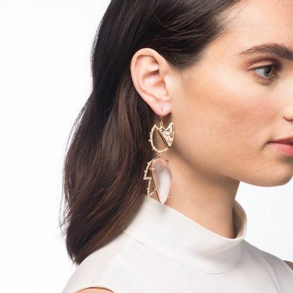 Alexis Bittar Tulip Pink Gem Sequin Earrings